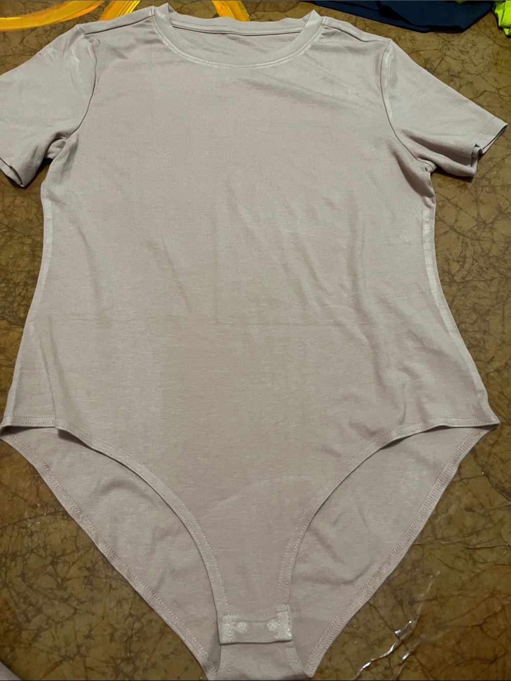 Women's Short Sleeve Bodysuit in Light Tan Sz 2XL